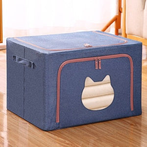 New Animal Head Storage Box Cotton and Linen Bed Bottom Steel Frame Fabric Clothes Storage Box Folding Quilt Storage Box