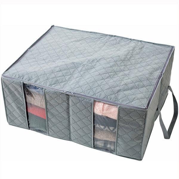 115L Transparent Clothes Quilts Storage Bags Folding Organizer Bags Bamboo Container