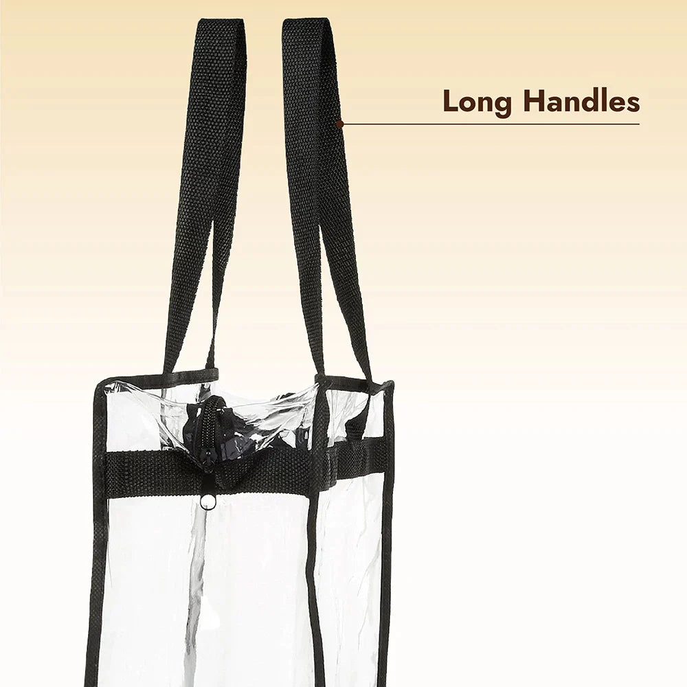 2Pcs Clear Tote Bags with Zipper Large Capacity Transparent Shoulder Bag