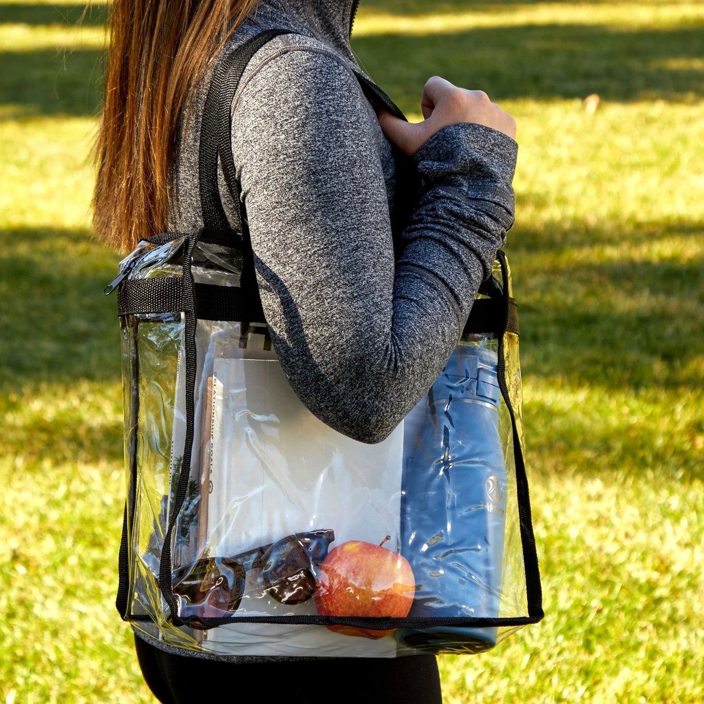 2Pcs Clear Tote Bags with Zipper Large Capacity Transparent Shoulder Bag