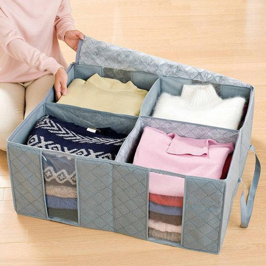 115L Transparent Clothes Quilts Storage Bags Folding Organizer Bags Bamboo Container