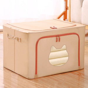 New Animal Head Storage Box Cotton and Linen Bed Bottom Steel Frame Fabric Clothes Storage Box Folding Quilt Storage Box
